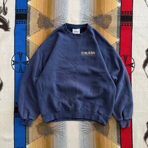 Vintage 90s UMASS Embroidered Crewneck Sweatshirt Size Large Made In USA